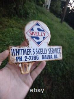 Vintage Rare Skelly Service Metal Topper Sign