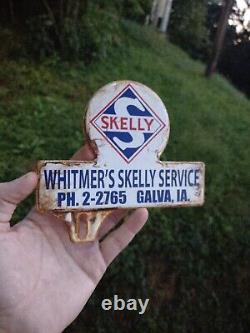 Vintage Rare Skelly Service Metal Topper Sign