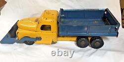 Vintage Rare Structo Toy Truck Scoop And Load Non-hydraulic Yellow Blue Metal