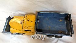 Vintage Rare Structo Toy Truck Scoop And Load Non-hydraulic Yellow Blue Metal