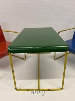 Vintage Rare! Structo Toys Mid Century Metal Table Chairs Outdoor Patio Set