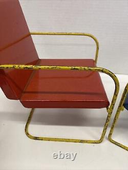 Vintage Rare! Structo Toys Mid Century Metal Table Chairs Outdoor Patio Set