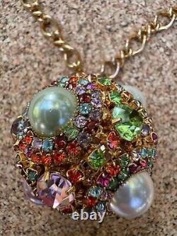 Vintage Rare Stunning Erickson Beamon Ball Rhinestone Prong Set Necklace