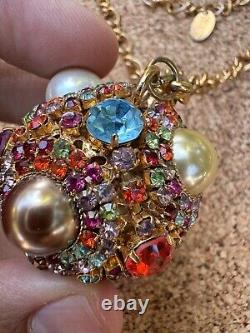 Vintage Rare Stunning Erickson Beamon Ball Rhinestone Prong Set Necklace