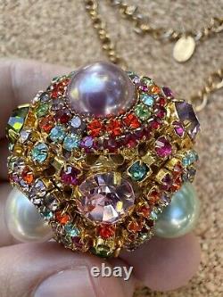 Vintage Rare Stunning Erickson Beamon Ball Rhinestone Prong Set Necklace