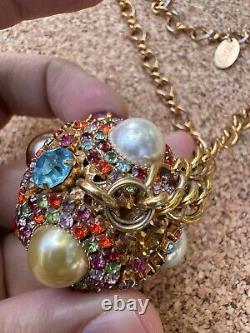 Vintage Rare Stunning Erickson Beamon Ball Rhinestone Prong Set Necklace