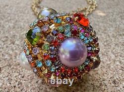 Vintage Rare Stunning Erickson Beamon Ball Rhinestone Prong Set Necklace