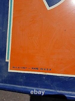 Vintage Rare Sun Crest Orange Soda Pop Metal Sign With Bottle Graphics 30inX12in