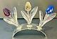 Vintage Rare Swarovski Three Tulip Flowers On Metal Base Swan Stamp No Box