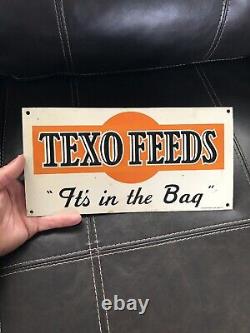 Vintage Rare Texo Feeds Texas Advert Feed Seed Metal Farm Ranch Sign