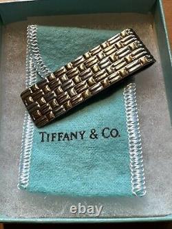 Vintage Rare Tiffany & Co. 18K Gold Sterling Silver Textured Weave Money Clip