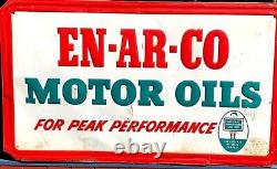 Vintage Rare large metal Enarco sign with wood frame oil gasoline gas 58 by 34