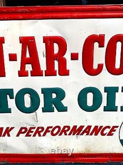 Vintage Rare large metal Enarco sign with wood frame oil gasoline gas 58 by 34