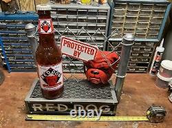 Vintage Red Dog Protected By Fence Beer Sign RARE Metal 1 OF 1 Michigan