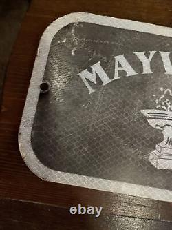 Vintage Reflective Metal Main Street Sign Mayville Man Cave Road RARE Retired