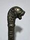 Vintage Sacred Lions Head Metal Scepter, Walking Stick, Ceremonial Mace Rare