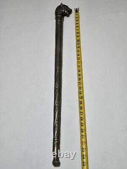 Vintage Sacred Lions Head Metal Scepter, Walking Stick, Ceremonial Mace Rare