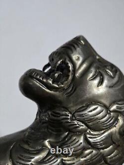 Vintage Sacred Lions Head Metal Scepter, Walking Stick, Ceremonial Mace Rare