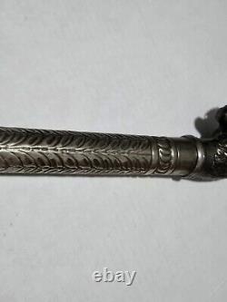 Vintage Sacred Lions Head Metal Scepter, Walking Stick, Ceremonial Mace Rare