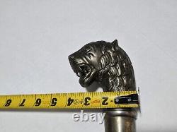 Vintage Sacred Lions Head Metal Scepter, Walking Stick, Ceremonial Mace Rare