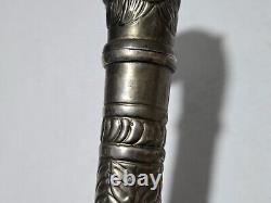 Vintage Sacred Lions Head Metal Scepter, Walking Stick, Ceremonial Mace Rare