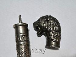Vintage Sacred Lions Head Metal Scepter, Walking Stick, Ceremonial Mace Rare