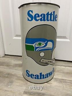 Vintage Seattle Seahawks Metal Trash Can P&K Products RARE