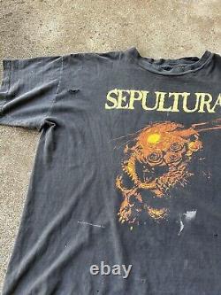 Vintage Sepultura Beneath the Remains Faded Distressed Shirt Death Metal Rare