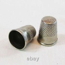 Vintage Sewing Tailor Thimbles Pair Metal Alpaca Thimbles Handemade Rare