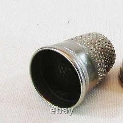 Vintage Sewing Tailor Thimbles Pair Metal Alpaca Thimbles Handemade Rare