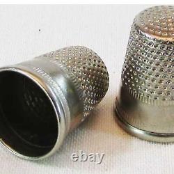 Vintage Sewing Tailor Thimbles Pair Metal Alpaca Thimbles Handemade Rare