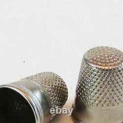 Vintage Sewing Tailor Thimbles Pair Metal Alpaca Thimbles Handemade Rare