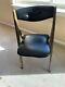 Vintage Stakmore Rare Wooden/black Vinyl With Aged Metal Trim Folding Chair