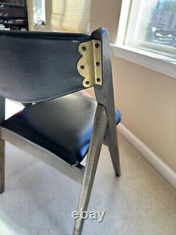 Vintage Stakmore Rare Wooden/Black Vinyl with Aged Metal Trim Folding Chair