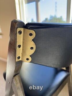 Vintage Stakmore Rare Wooden/Black Vinyl with Aged Metal Trim Folding Chair