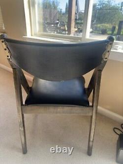 Vintage Stakmore Rare Wooden/Black Vinyl with Aged Metal Trim Folding Chair