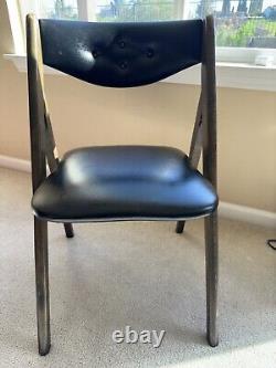 Vintage Stakmore Rare Wooden/Black Vinyl with Aged Metal Trim Folding Chair