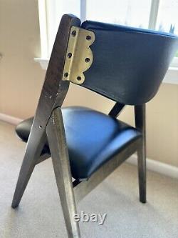 Vintage Stakmore Rare Wooden/Black Vinyl with Aged Metal Trim Folding Chair