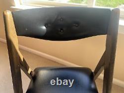 Vintage Stakmore Rare Wooden/Black Vinyl with Aged Metal Trim Folding Chair
