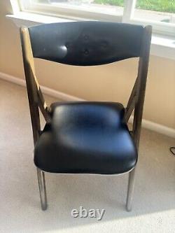 Vintage Stakmore Rare Wooden/Black Vinyl with Aged Metal Trim Folding Chair