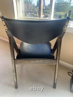 Vintage Stakmore Rare Wooden/Black Vinyl with Aged Metal Trim Folding Chair
