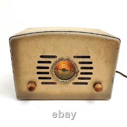 Vintage Tube Radio Gilfillan AM Tabletop 1950's Metal Case Mini Radio Rare Works