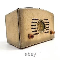 Vintage Tube Radio Gilfillan AM Tabletop 1950's Metal Case Mini Radio Rare Works