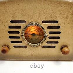 Vintage Tube Radio Gilfillan AM Tabletop 1950's Metal Case Mini Radio Rare Works