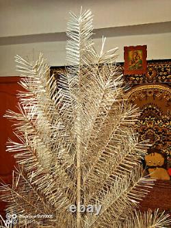 Vintage USSR POM POM CHRISTMAS TREE. Aluminum color 4.1Ft very rare box! New