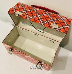 Vintage VERY RARE Red, Black & White Plaid Metal Lunch Box by Thermos