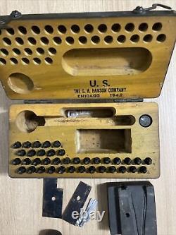 Vintage Ww2 U. S. Army Metal Stamping Set In Original Box For Dog Tags Rare