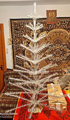 Vintage christmas tree aluminum color 3,9ft very rare. Box! USSR RARE