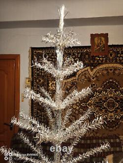 Vintage christmas tree aluminum color 3,9ft very rare. Box! USSR RARE