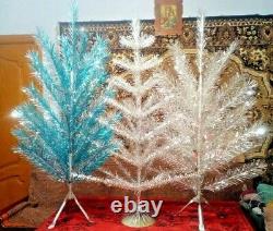 Vintage christmas tree aluminum color 3,9ft very rare. Box! USSR RARE